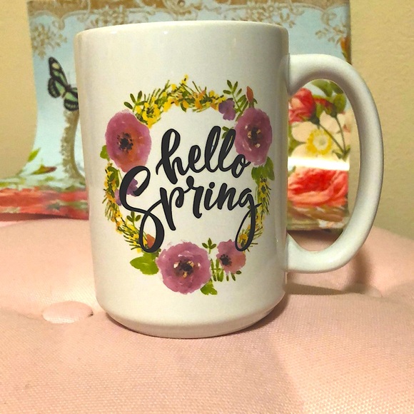 🚫Gifted NWT pretty white &floral hello spring mug - Picture 2 of 5